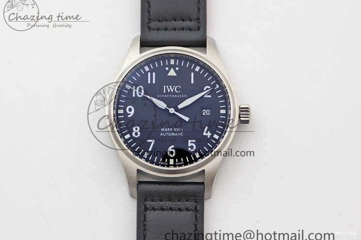 MIROTIME 0421 Vibrant Mark XVIII IW327001 SS M+F 1:1 Best Edition Black Dial on Black Leather Strap A 7055